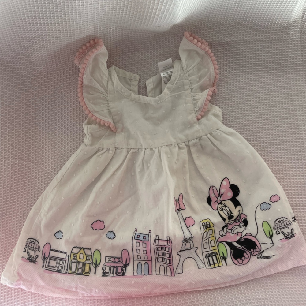 Disney baby white sleeveless dress, Minnie mouse